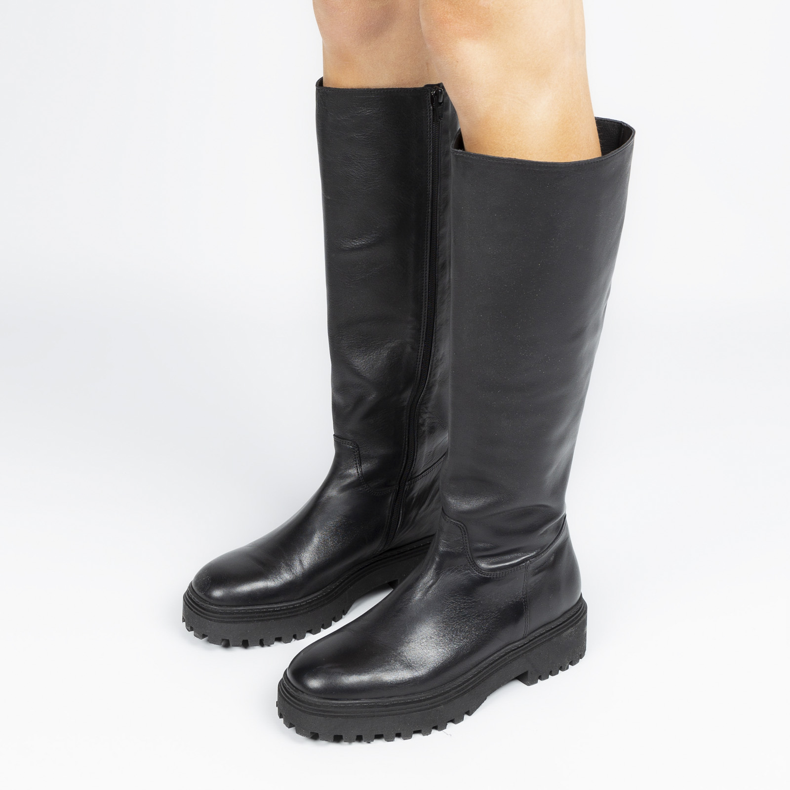 Hohe schwarze Chelsea Boots aus Leder Hohe stiefel Manfield