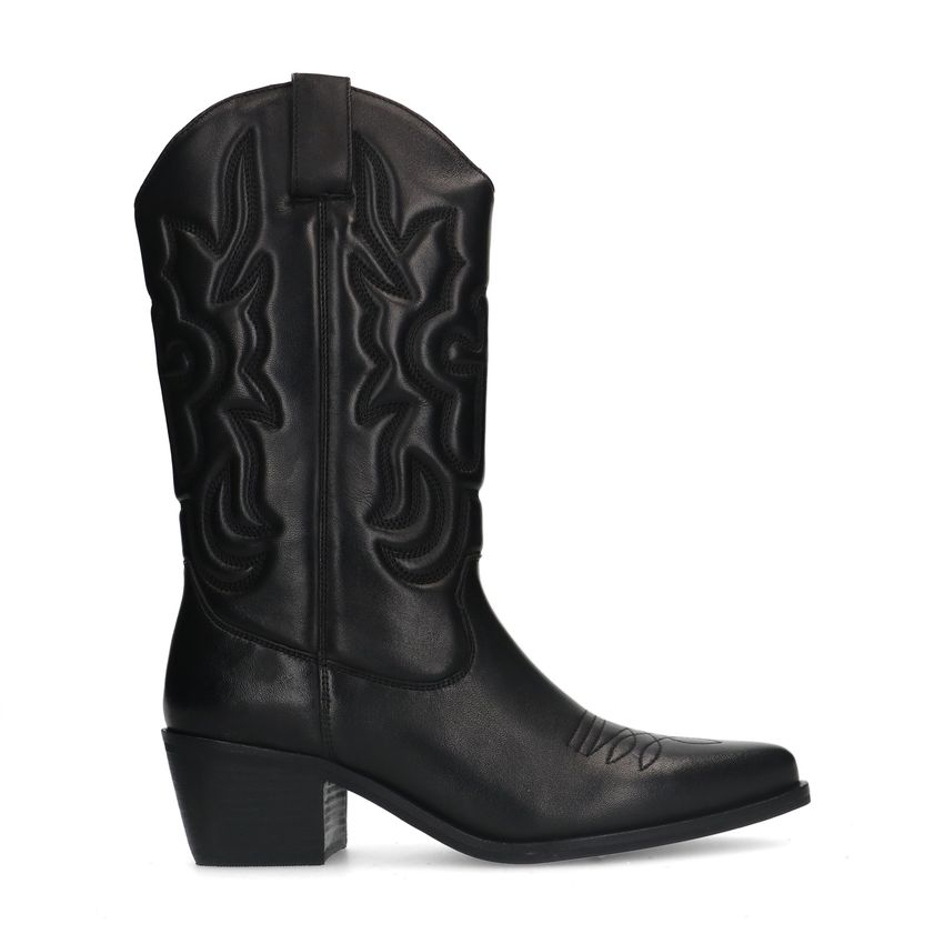 Schwarze Cowboystiefel aus Leder