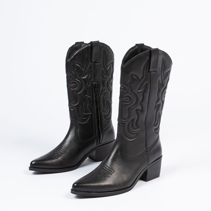 Schwarze Cowboystiefel aus Leder