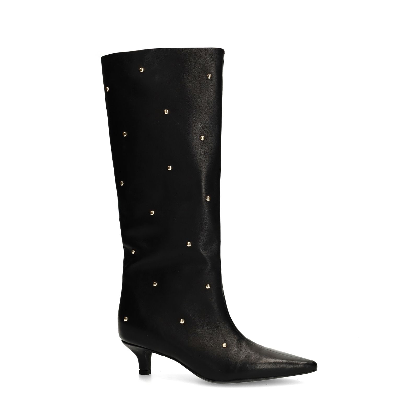 Zwarte leren hoge laarzen met studs