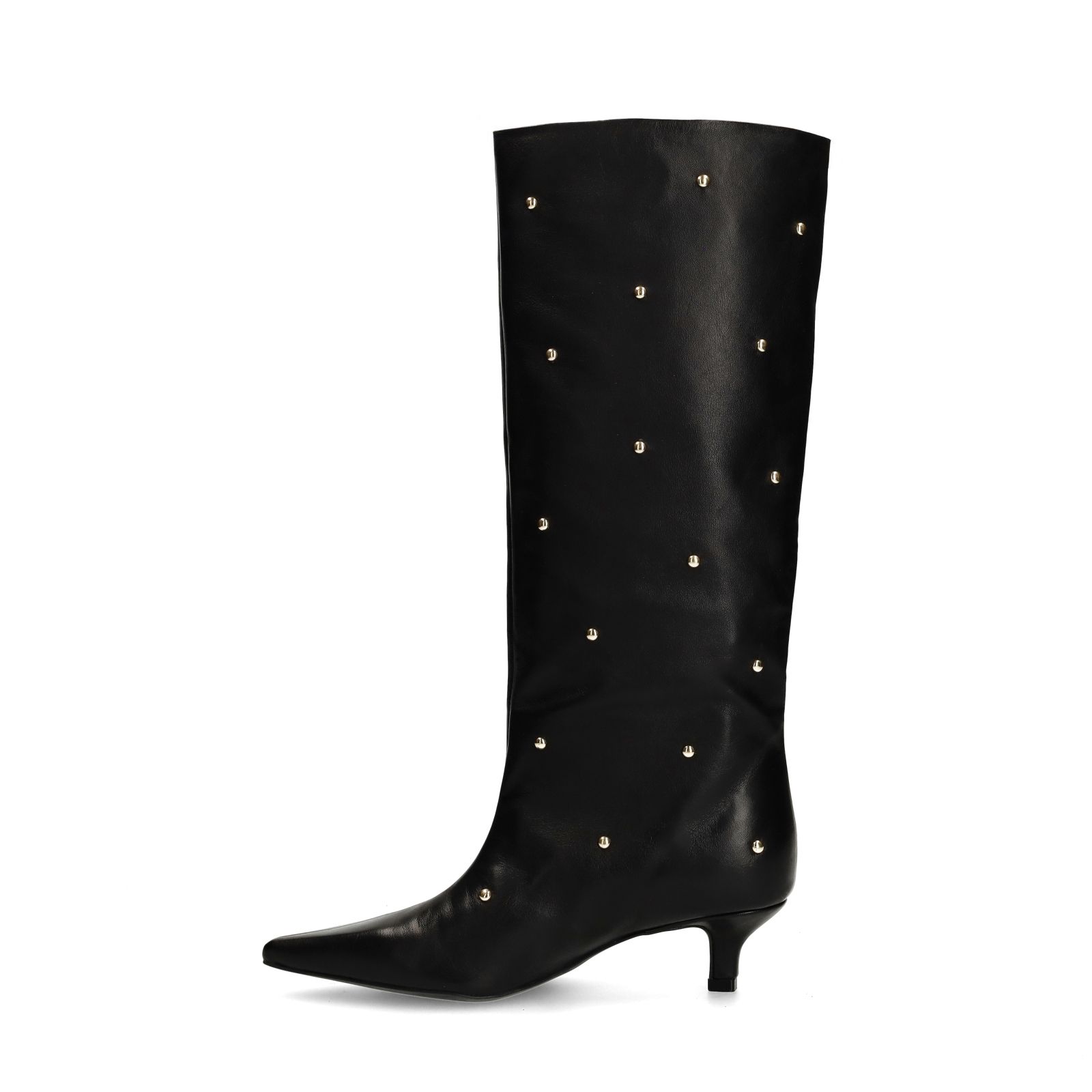 Zwarte leren hoge laarzen met studs
