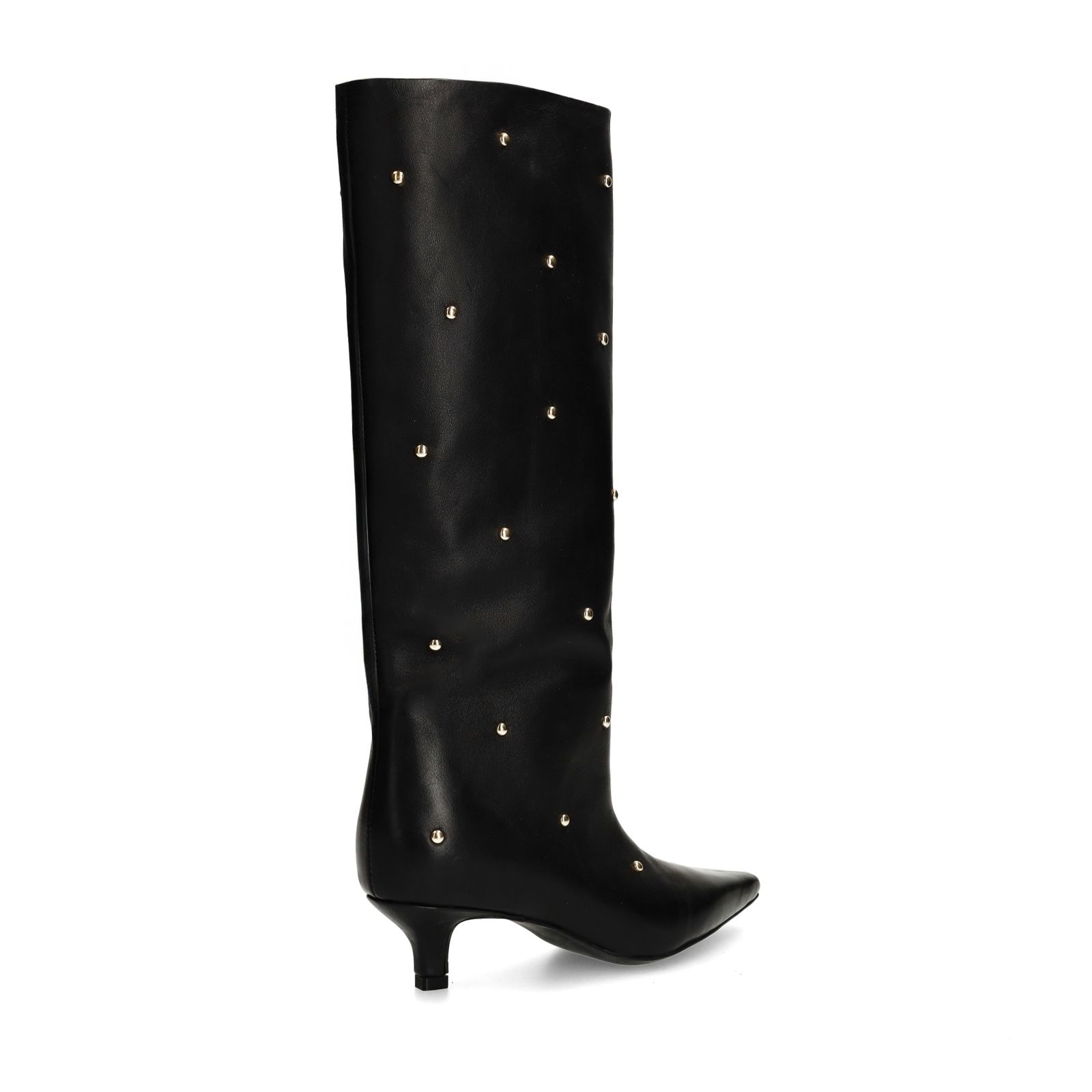 Zwarte leren hoge laarzen met studs