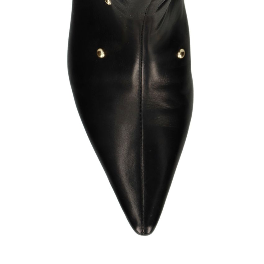 Zwarte leren hoge laarzen met studs