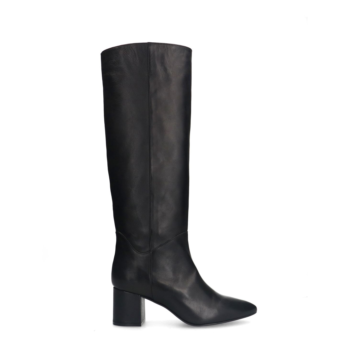 Schwarze Lederstiefel mit Absatz