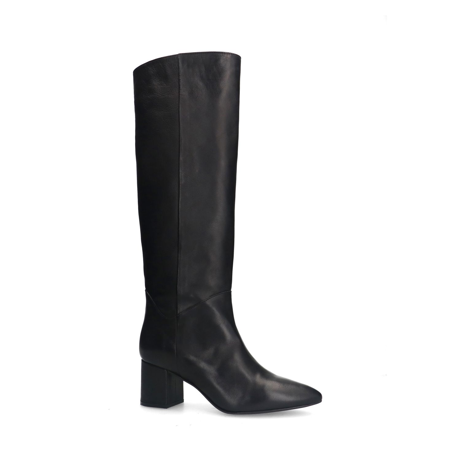 Schwarze Lederstiefel mit Absatz