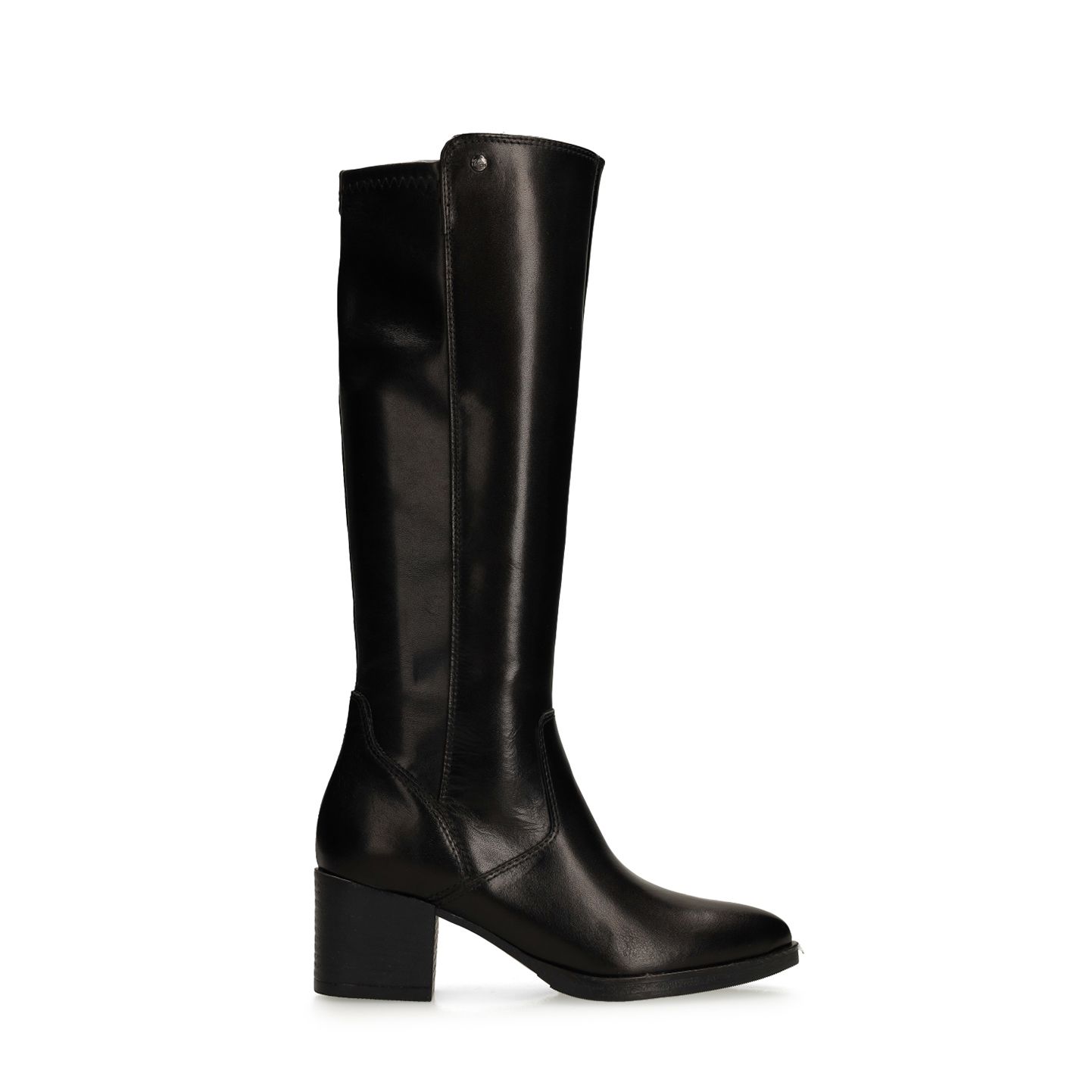 Schwarze Lederstiefel mit Absatz