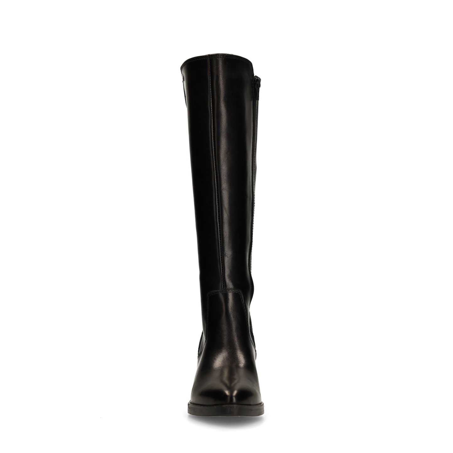 Schwarze Lederstiefel mit Absatz