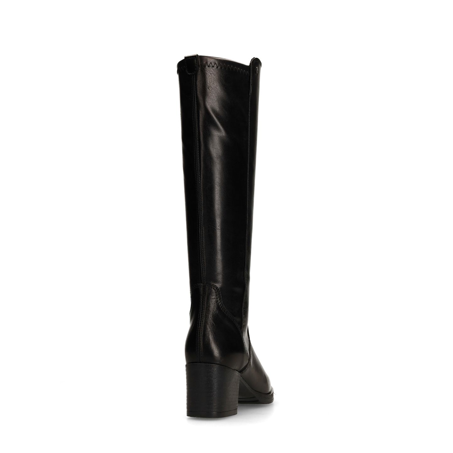 Schwarze Lederstiefel mit Absatz