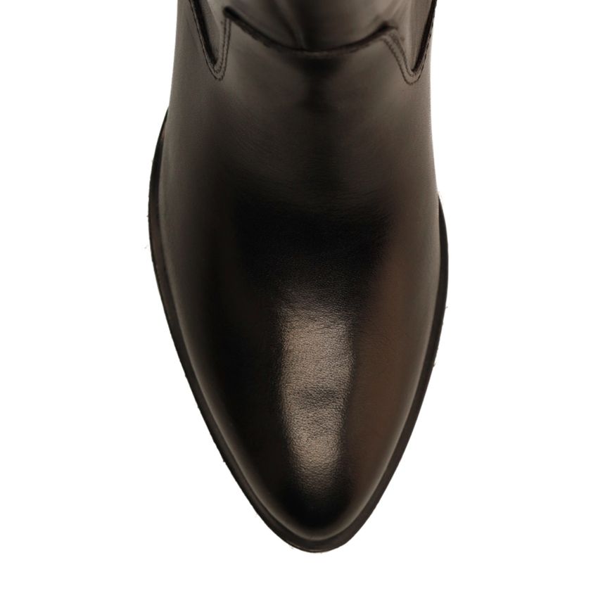 Schwarze Lederstiefel mit Absatz