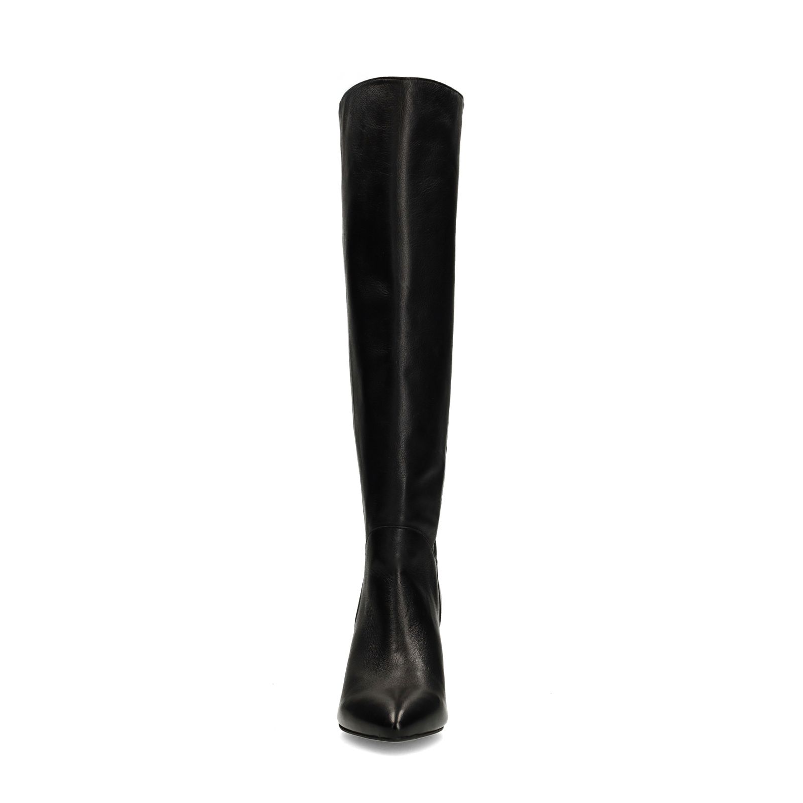 Schwarze Lederstiefel mit weitem Schaft