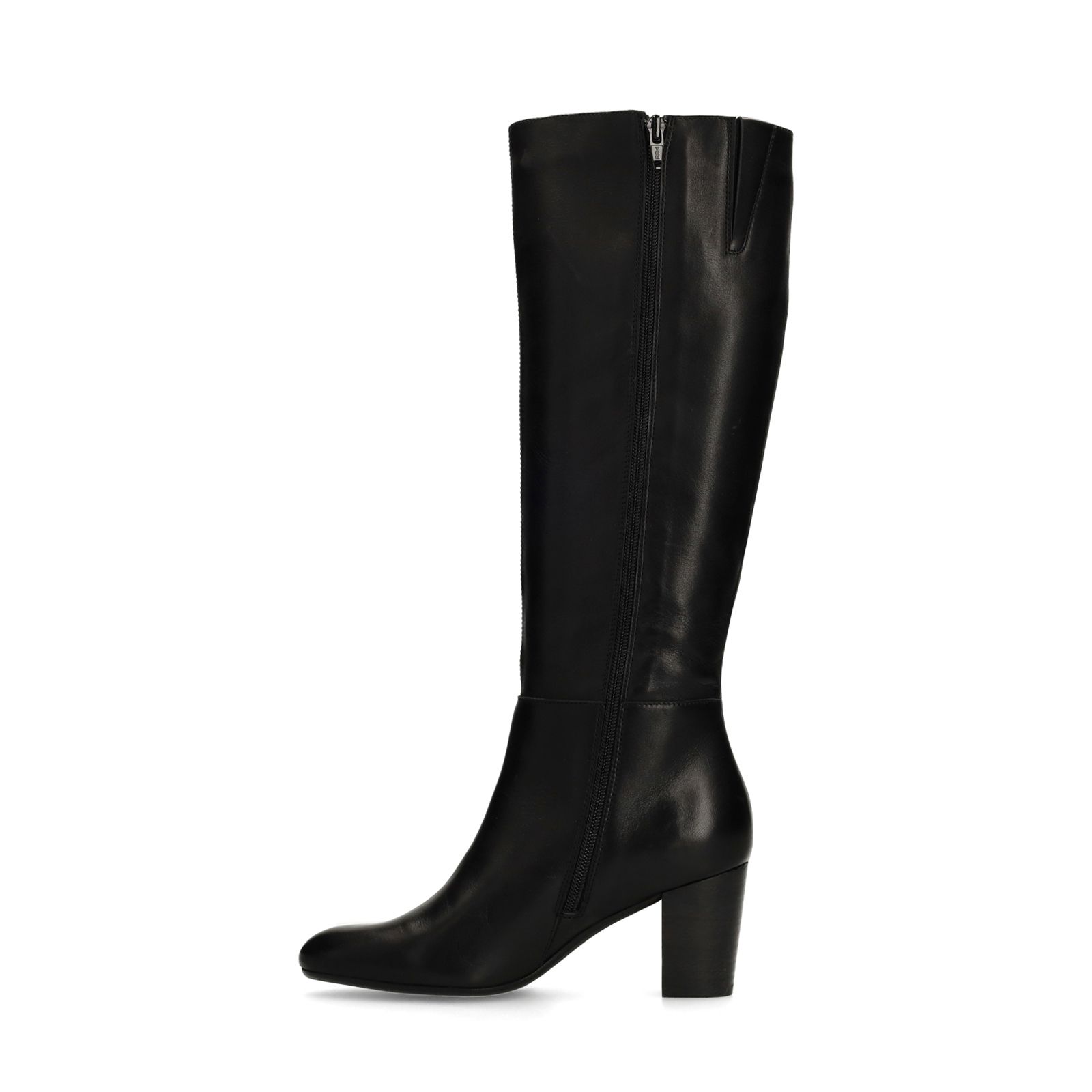 Zwarte leren hoge laarzen met hak