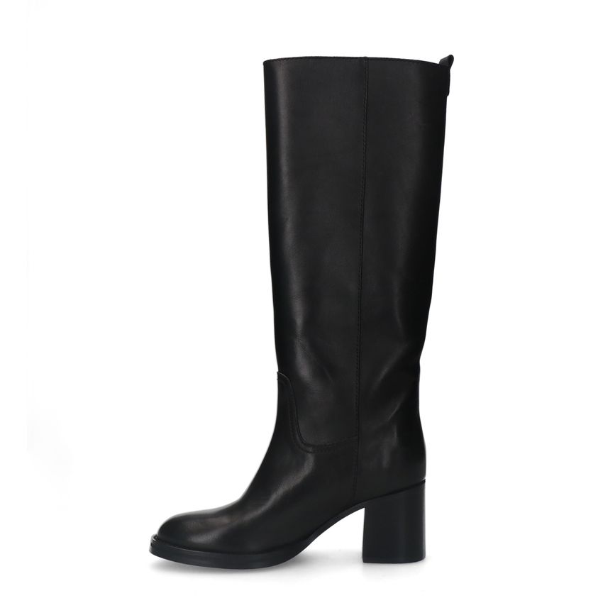 Schwarze Lederstiefel mit Absatz