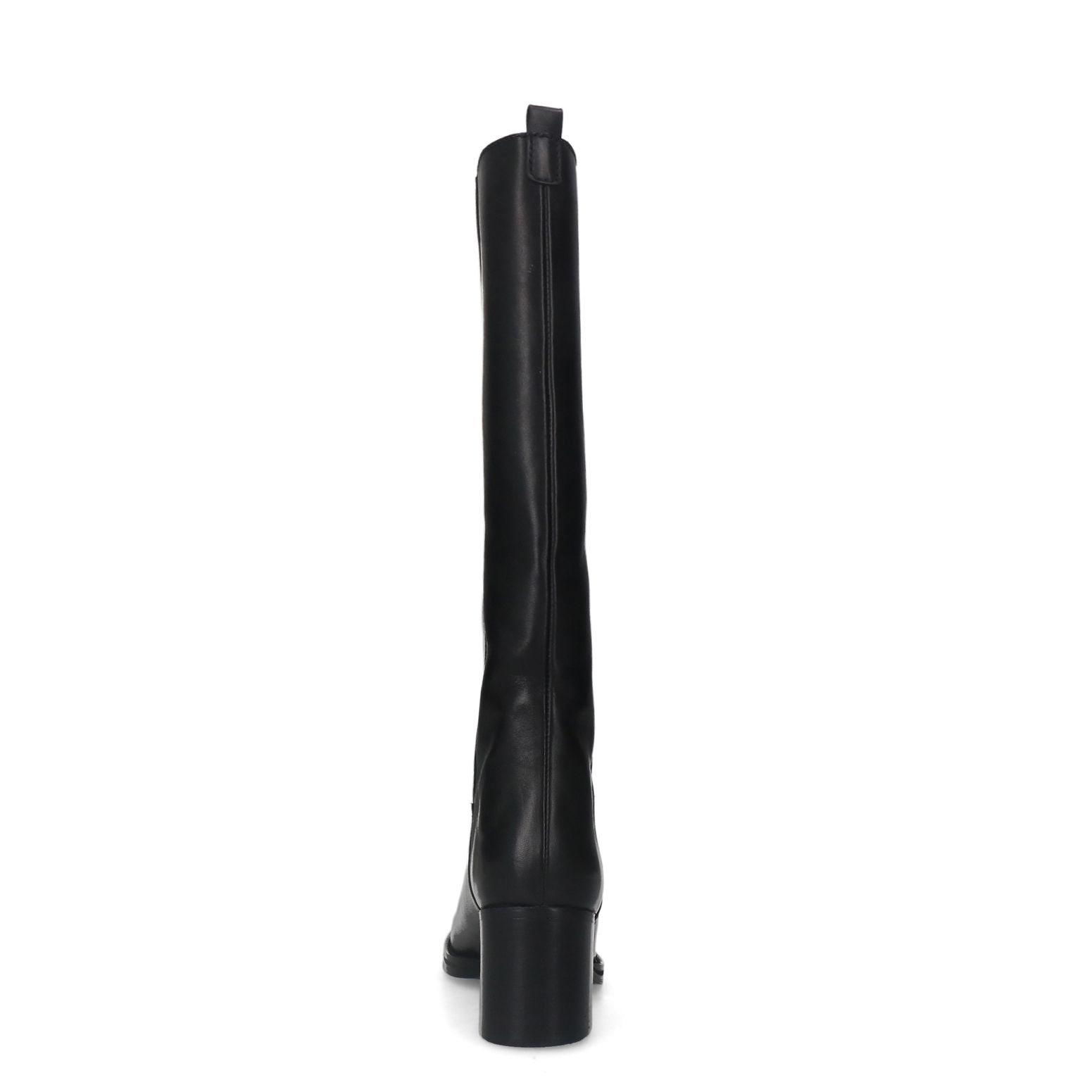 Schwarze Lederstiefel mit Absatz