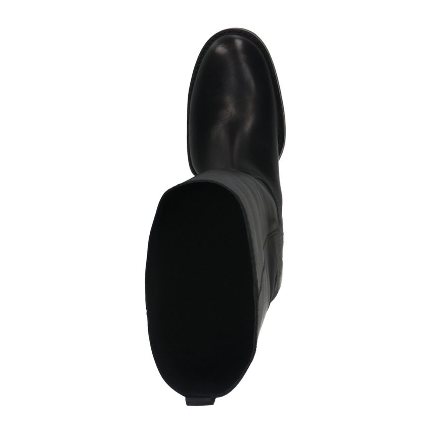 Schwarze Lederstiefel mit Absatz
