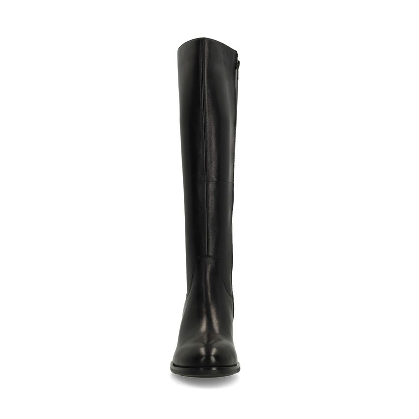 Schwarze Lederstiefel mit Absatz