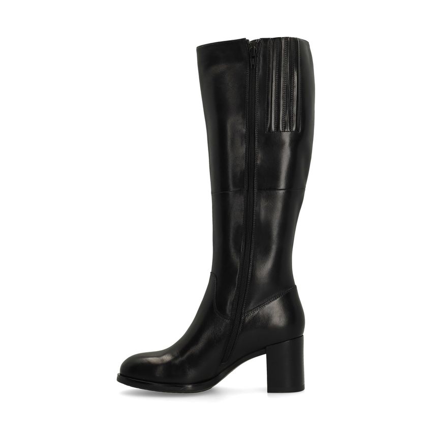 Schwarze Lederstiefel mit Absatz