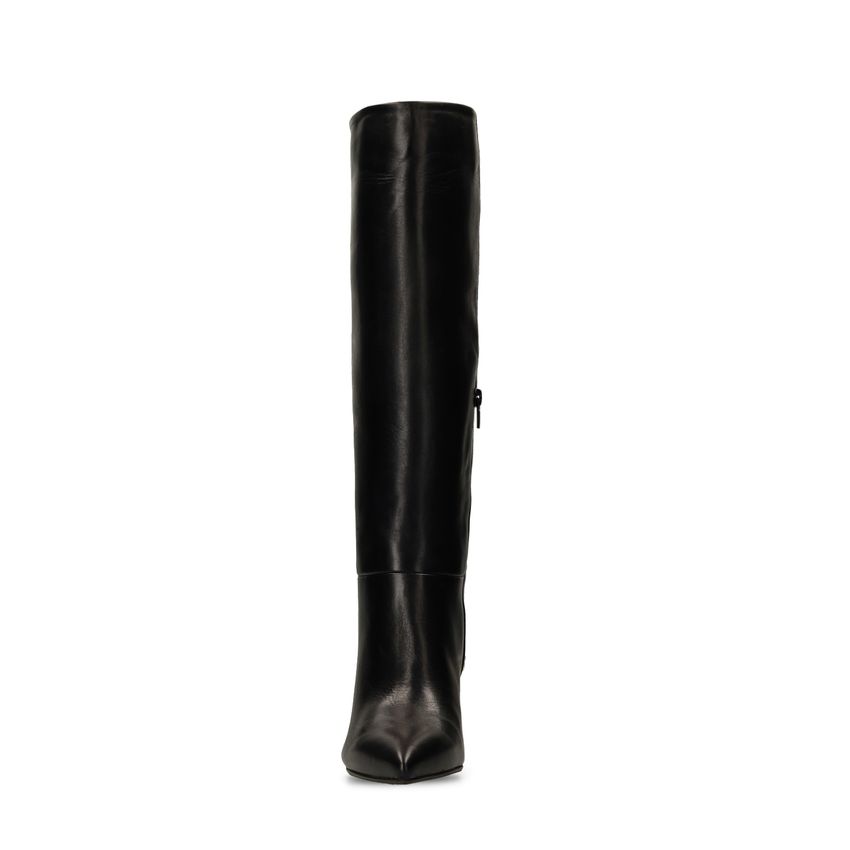 Schwarze Lederstiefel mit Absatz