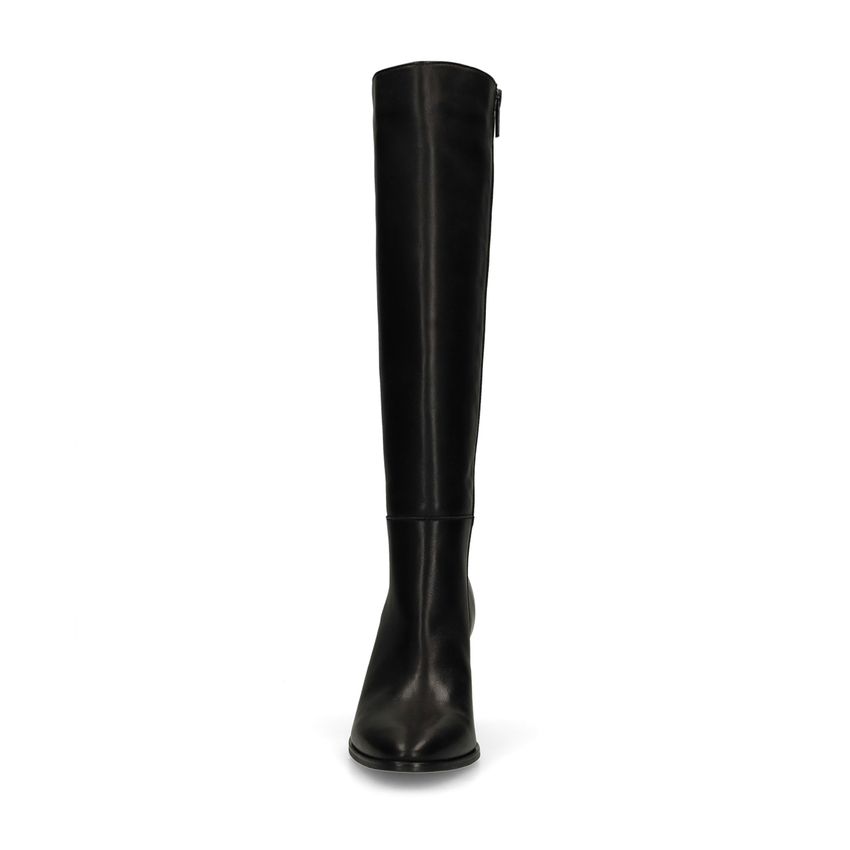 Schwarze Lederstiefel mit Absatz