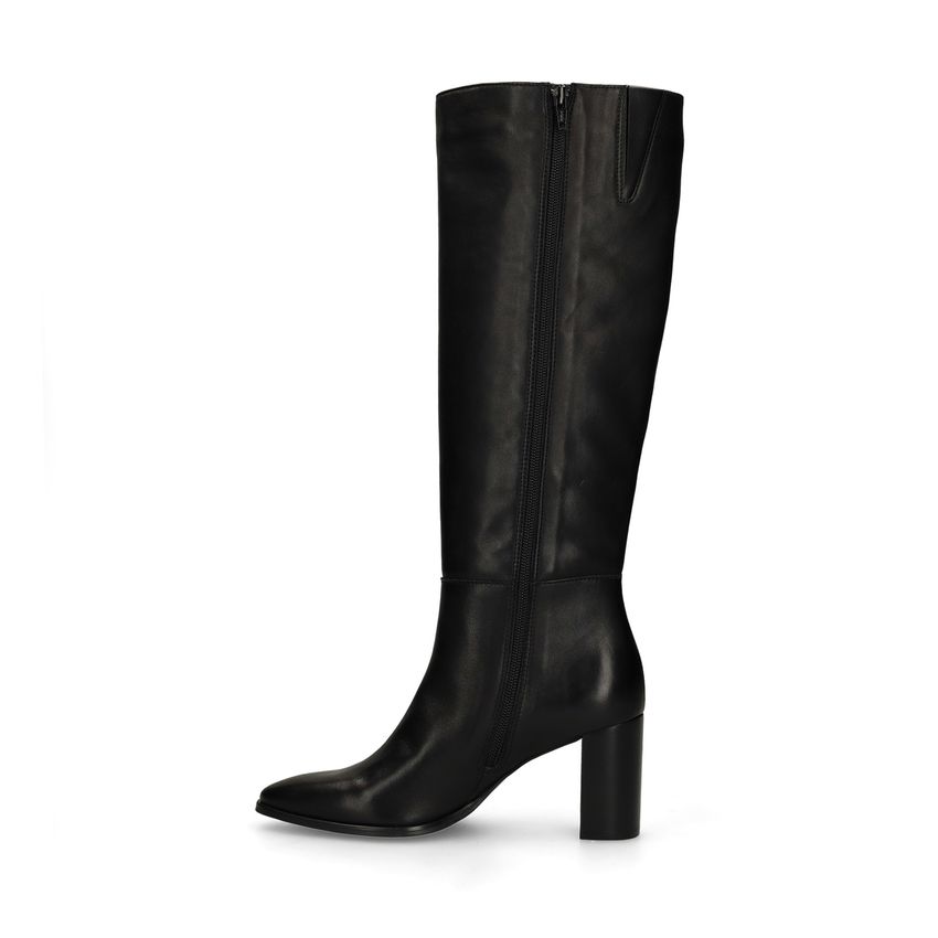 Schwarze Lederstiefel mit Absatz