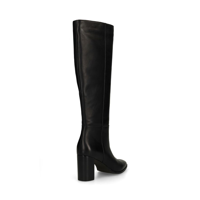 Schwarze Lederstiefel mit Absatz