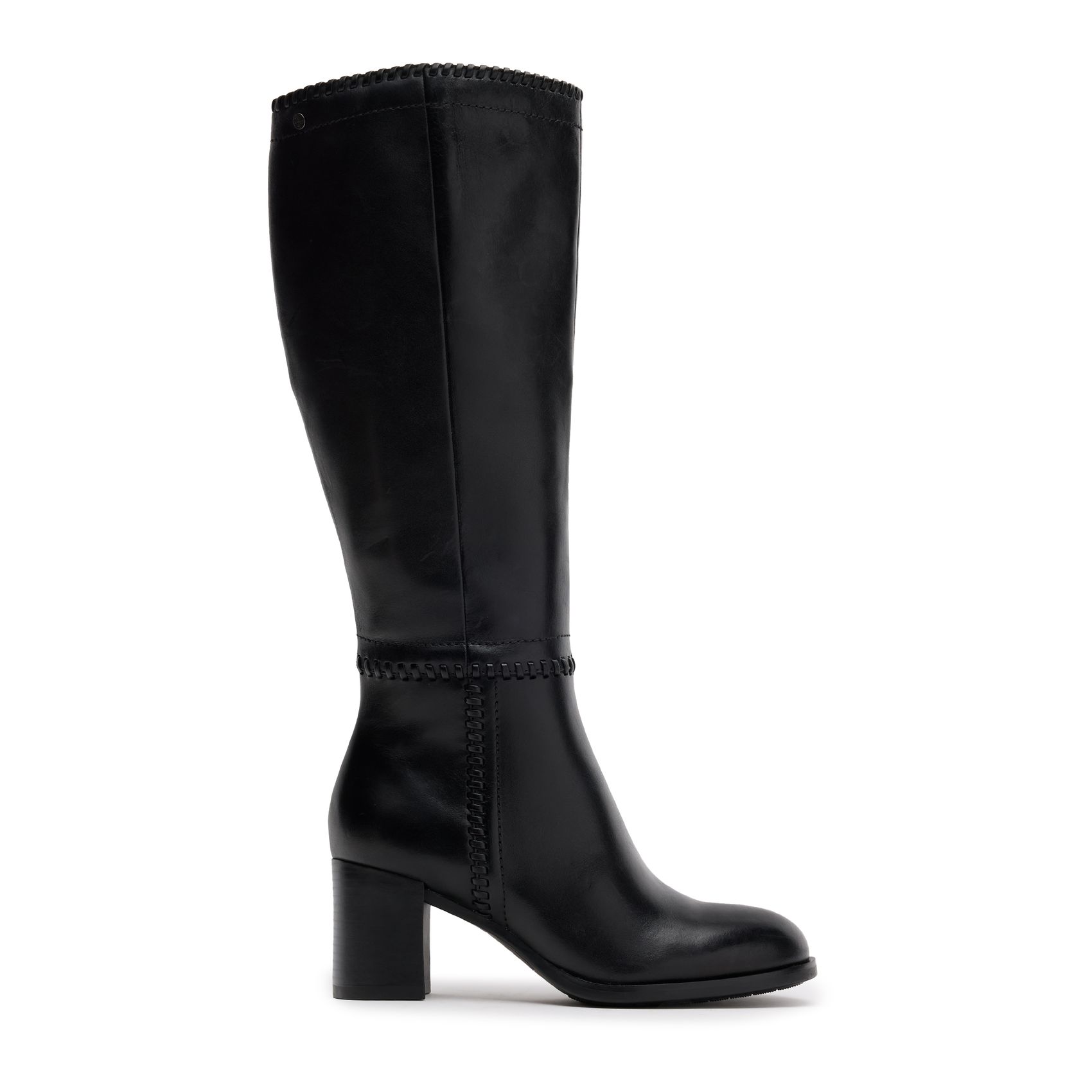 Schwarze Lederstiefel mit Absatz