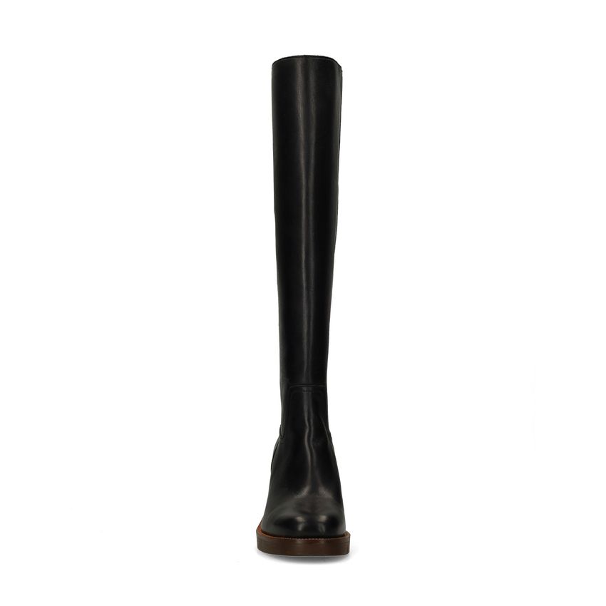 Schwarze Lederstiefel mit Absatz