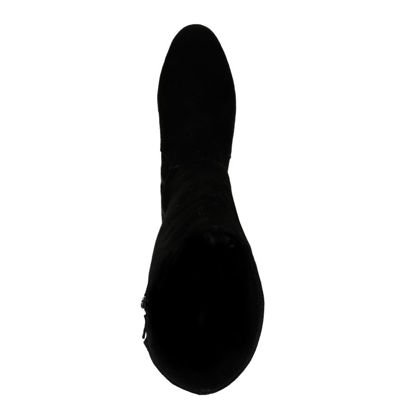 Schwarze Veloursleder-Stiefel mit hohem Schaft