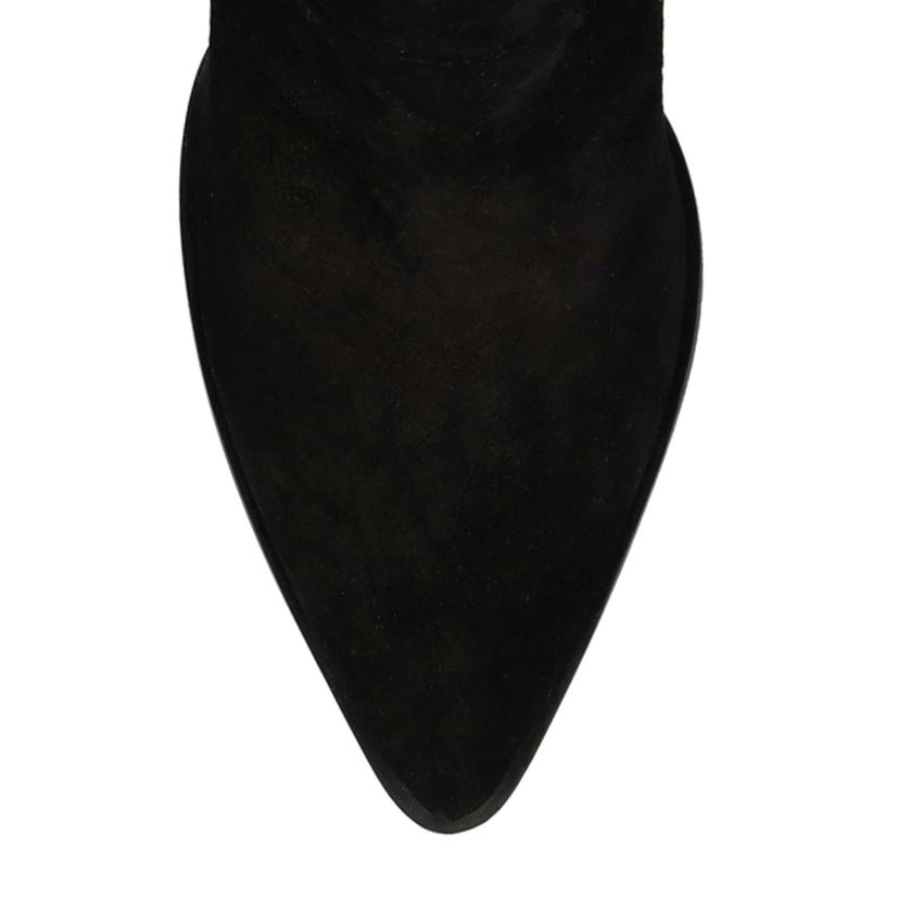 Schwarze Veloursleder-Stiefel mit Absatz