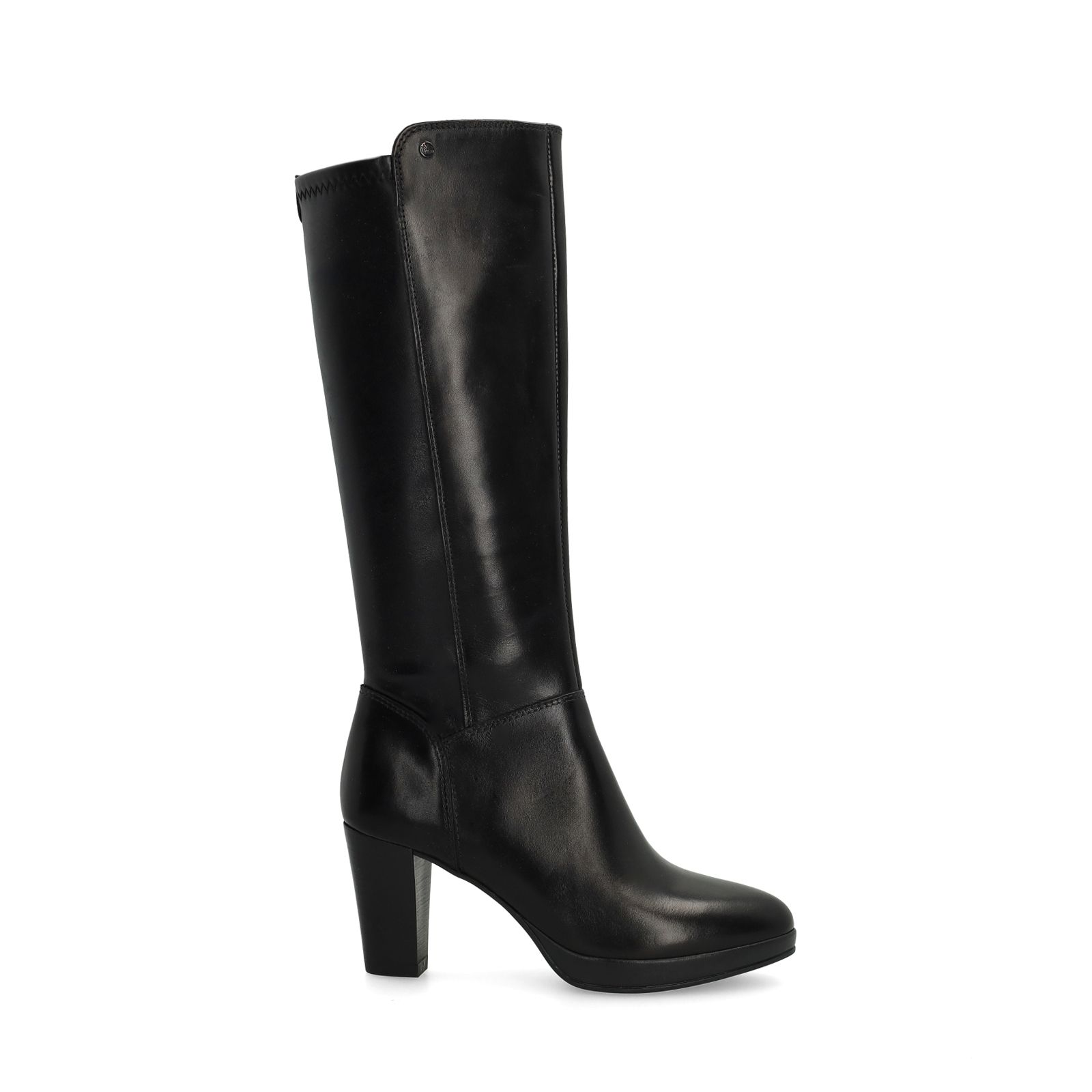 Schwarze Lederstiefel mit Absatz