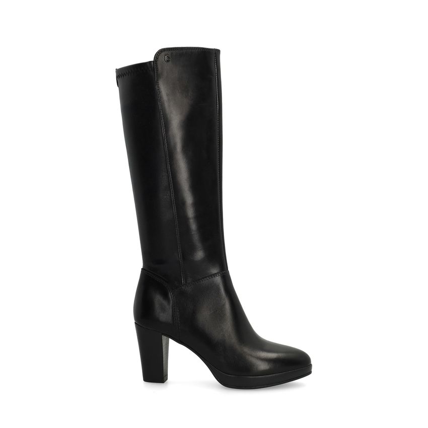 Schwarze Lederstiefel mit Absatz