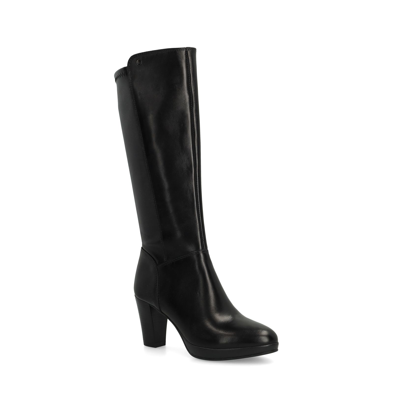 Schwarze Lederstiefel mit Absatz