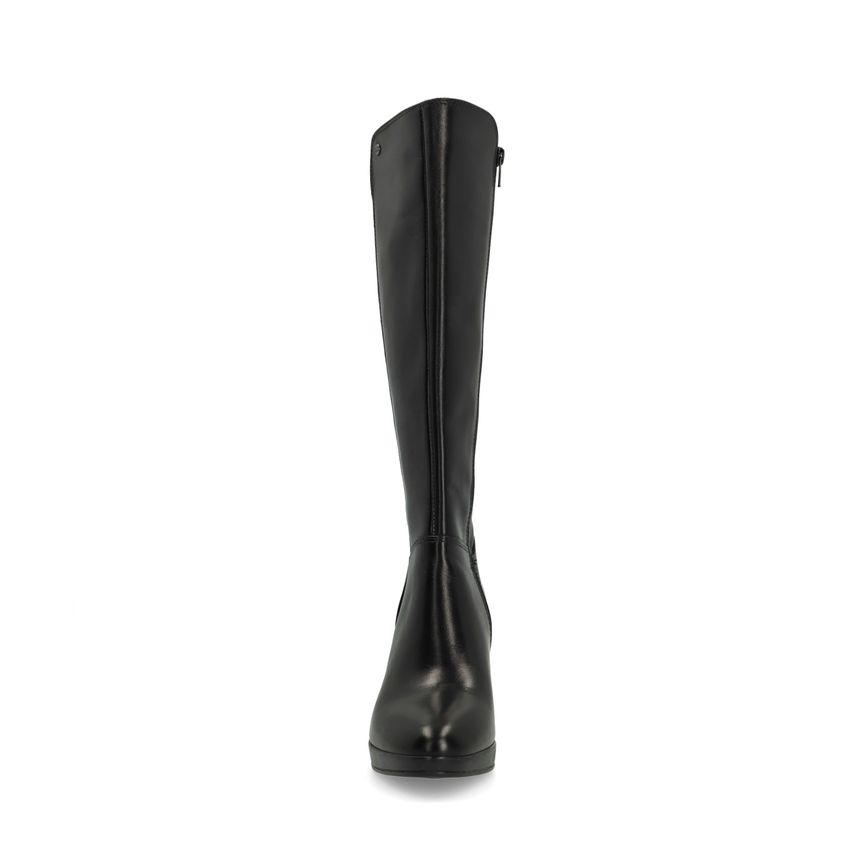 Schwarze Lederstiefel mit Absatz