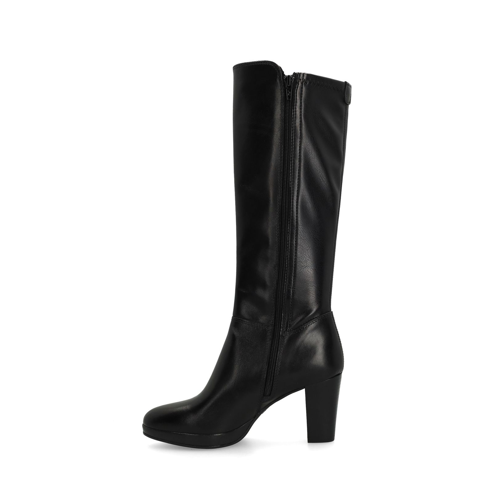 Schwarze Lederstiefel mit Absatz