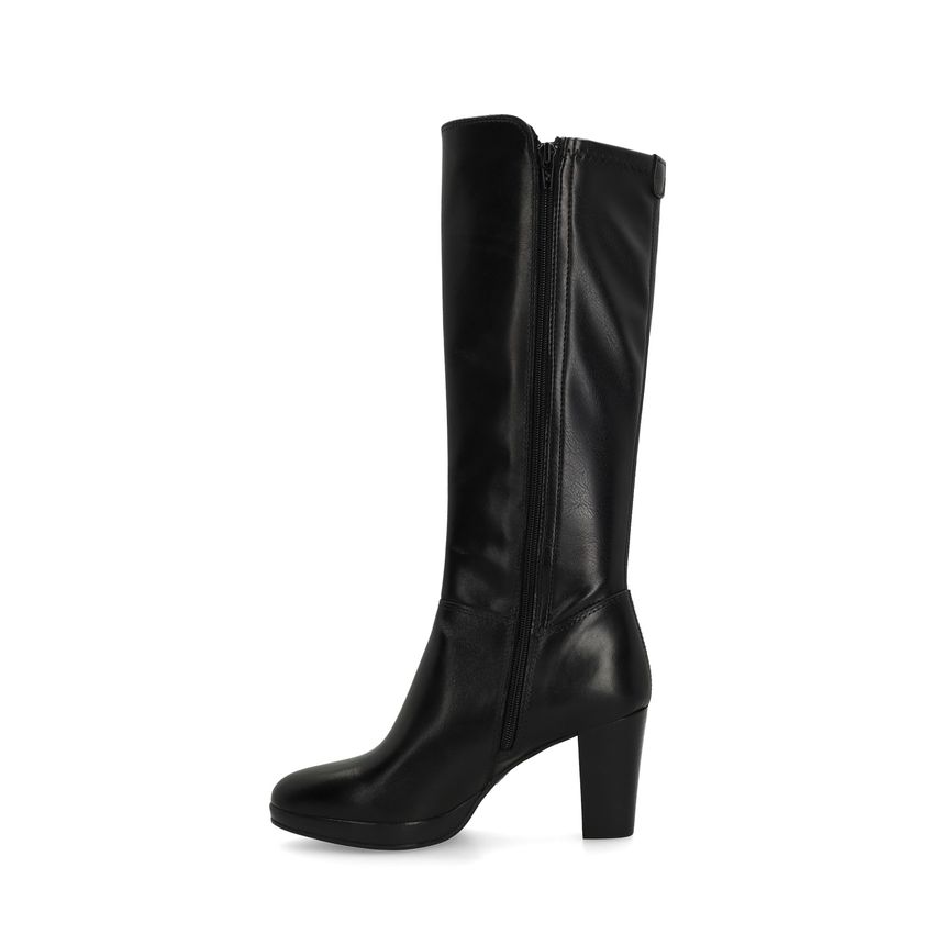 Schwarze Lederstiefel mit Absatz
