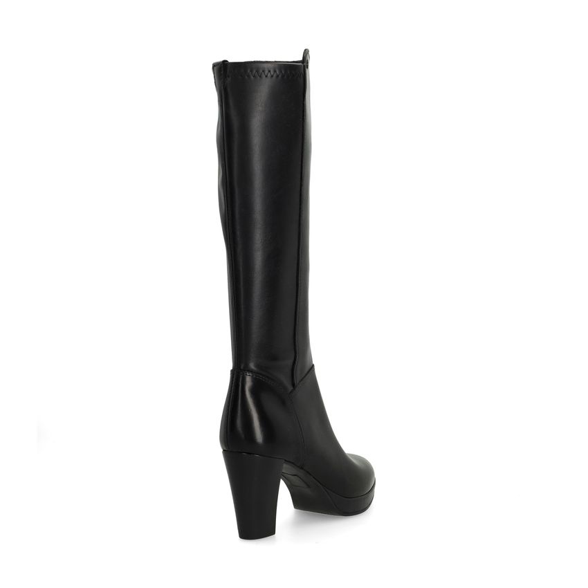 Schwarze Lederstiefel mit Absatz
