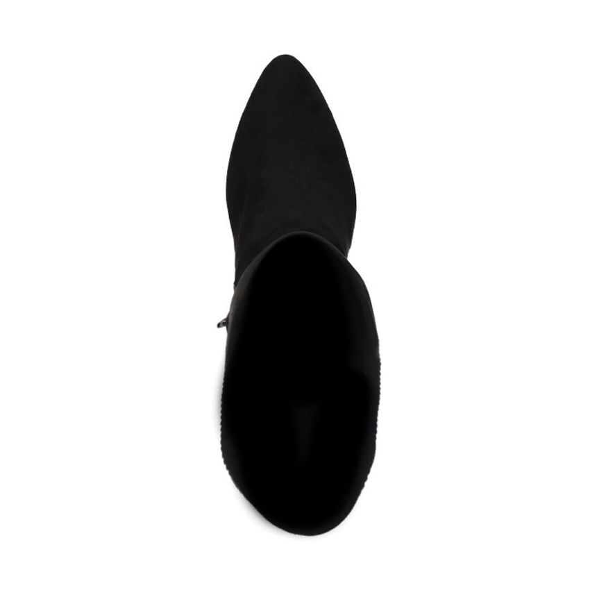 Schwarze Stretch-Stiefel mit Absatz
