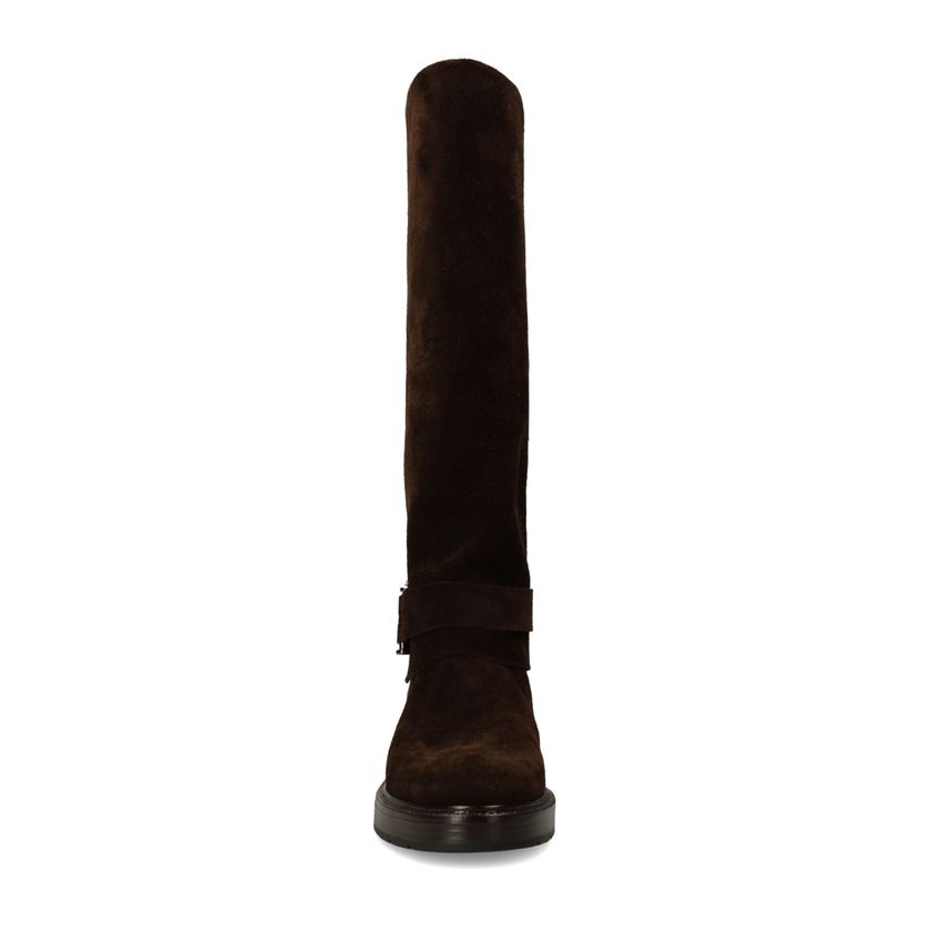 Dunkelbraune Veloursleder-Stiefel