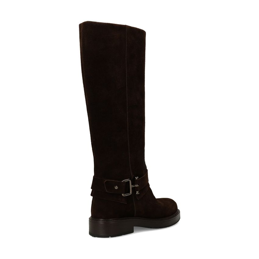 Dunkelbraune Veloursleder-Stiefel