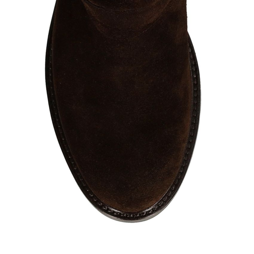 Dunkelbraune Veloursleder-Stiefel