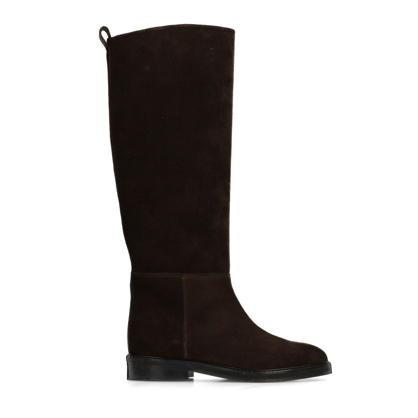 Dunkelbraune Veloursleder-Stiefel