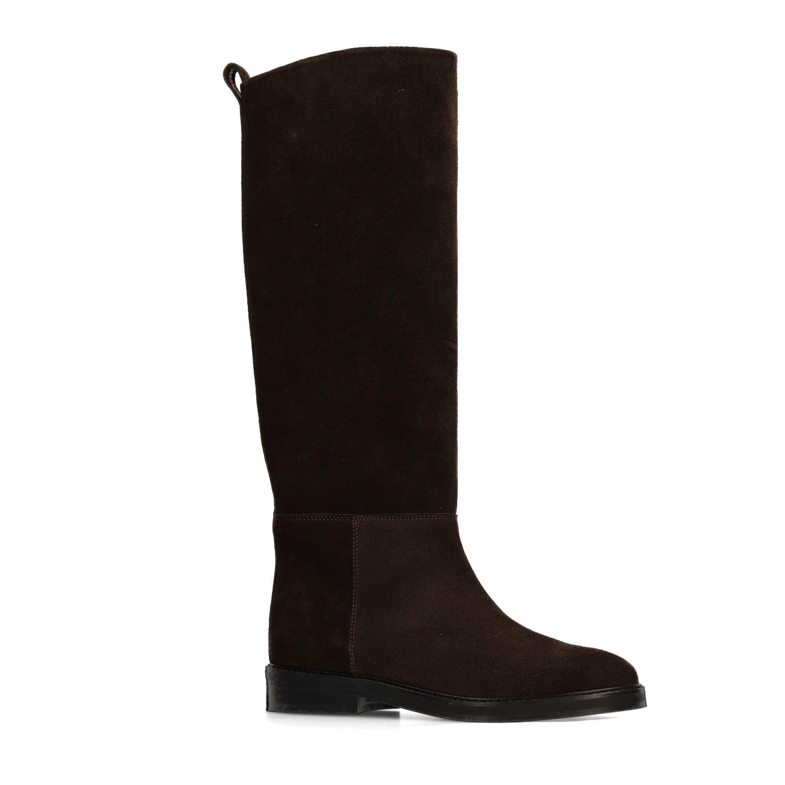 Dunkelbraune Veloursleder-Stiefel