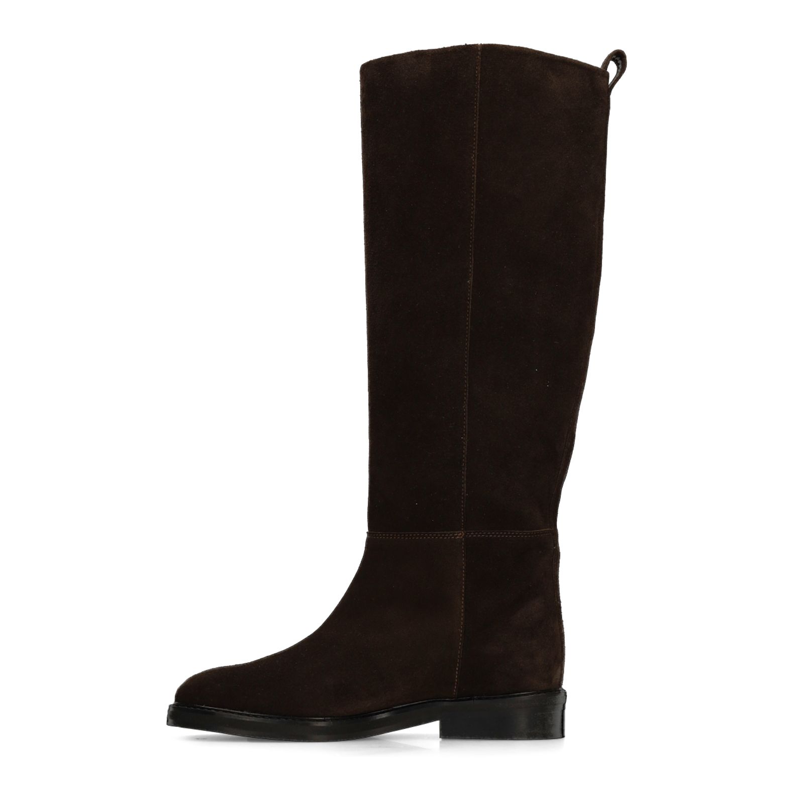 Dunkelbraune Veloursleder-Stiefel