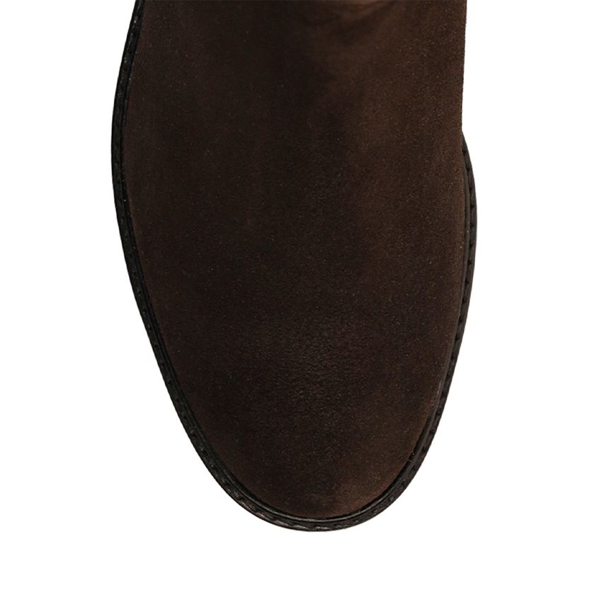 Dunkelbraune Veloursleder-Stiefel