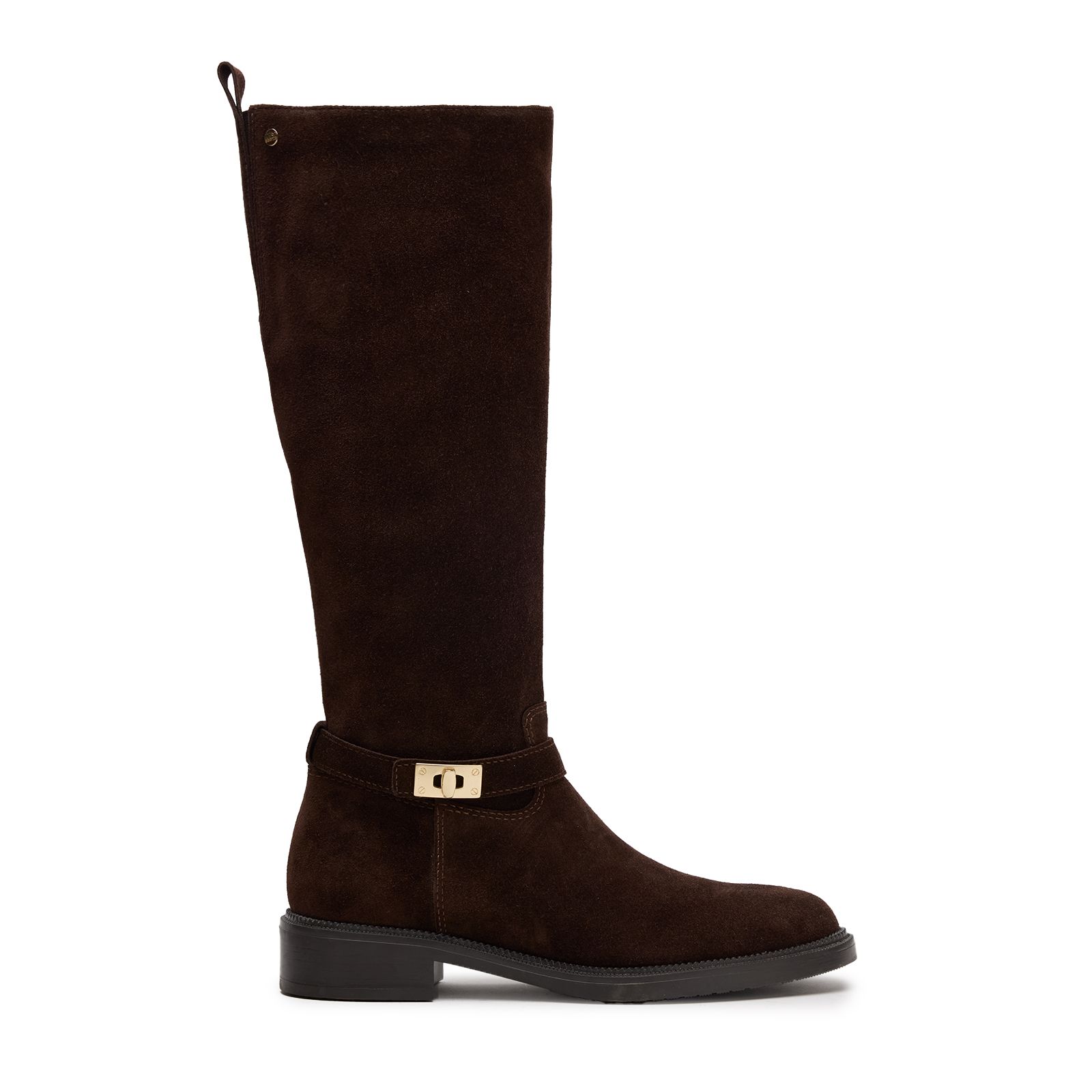 Dunkelbraune Veloursleder-Stiefel