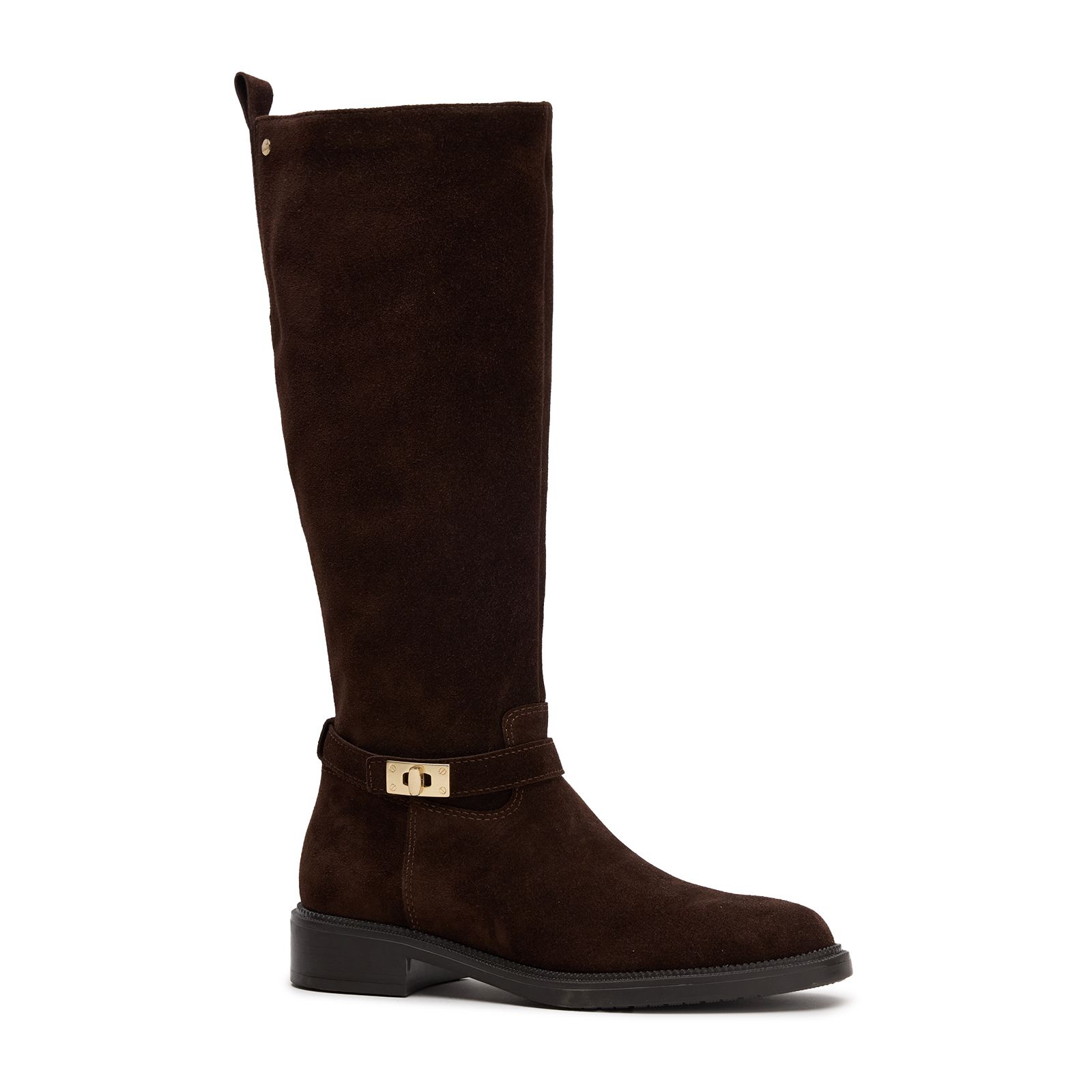 Dunkelbraune Veloursleder-Stiefel