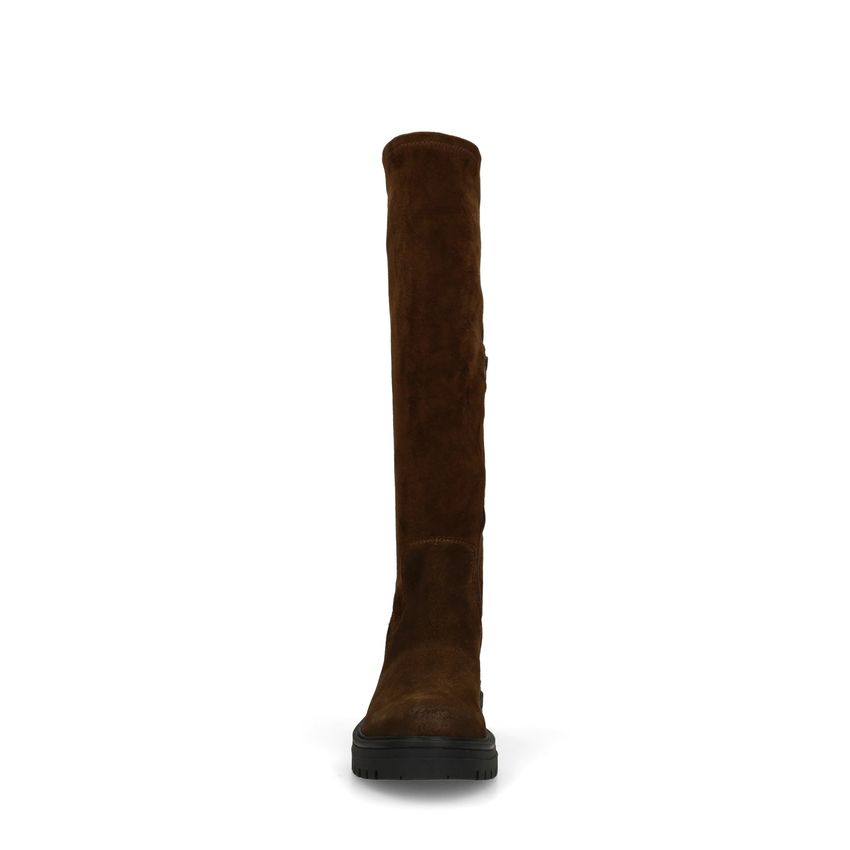 Dunkelbraune Veloursleder-Stiefel