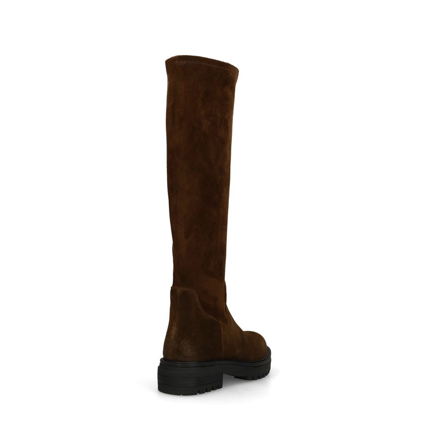 Dunkelbraune Veloursleder-Stiefel