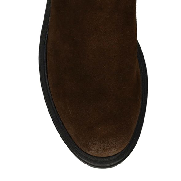 Dunkelbraune Veloursleder-Stiefel