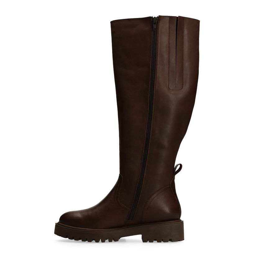 Bruine leren hoge laarzen