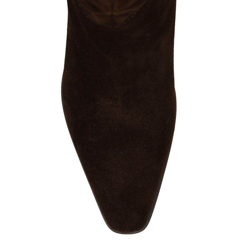 Dunkelbraune Veloursleder-Stiefel
